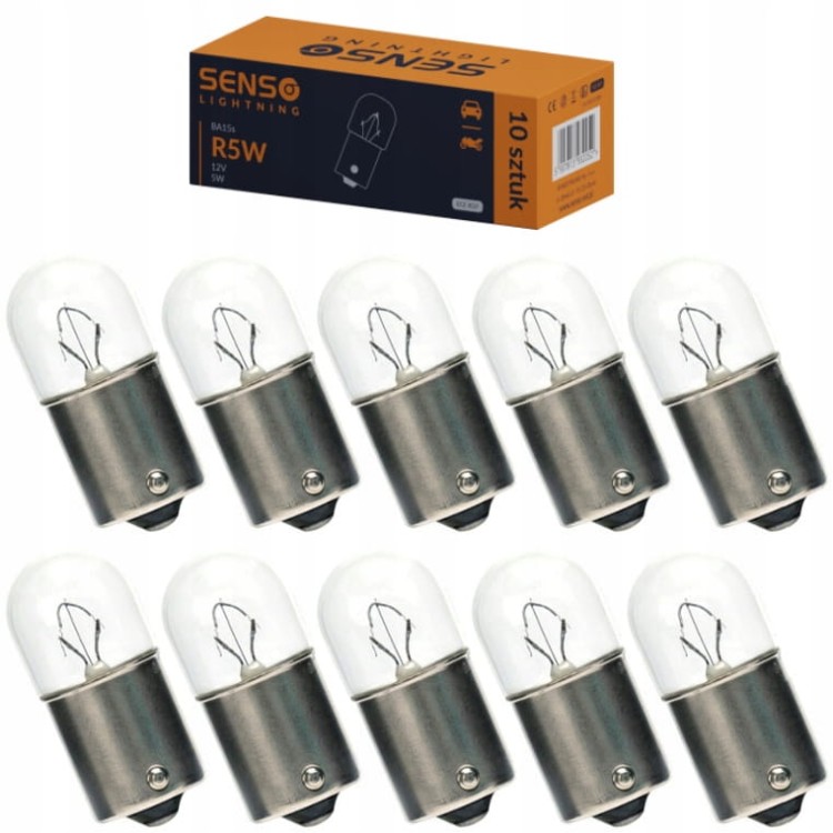 ŻARÓWKA SENSO R5W T16 12V HOMOLOGACJA E4 x10sztuk