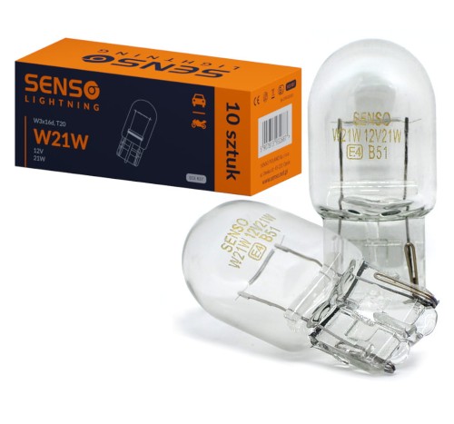 ŻARÓWKA SENSO W21W 12V HOMOLOGACJA E4 x10sztuk