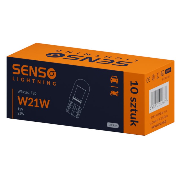 ŻARÓWKA SENSO W21W 12V HOMOLOGACJA E4 x10sztuk
