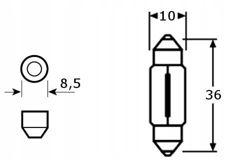 ŻARÓWKA SENSO C5W 12V 36mm SUPER WHITE XENON x10sztuk