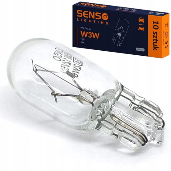 ŻARÓWKI POSTOJÓWKI SENSO W3W 12V 3W HOMOLOGACJA E4 x10sztuk