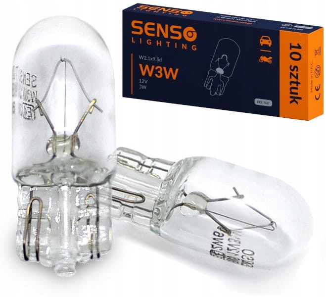 ŻARÓWKI POSTOJÓWKI SENSO W3W 12V 3W HOMOLOGACJA E4 x10sztuk