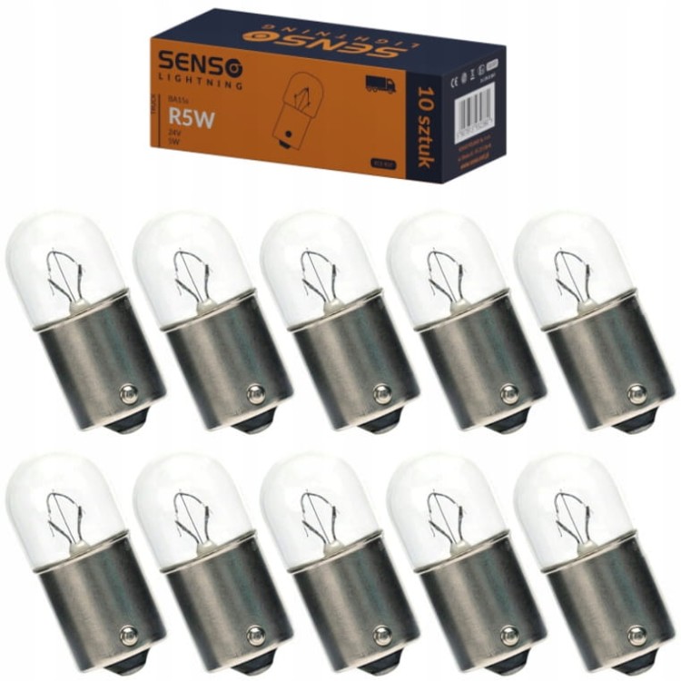 ŻARÓWKA SENSO R5W T16 24V HOMOLOGACJA E4 x10sztuk