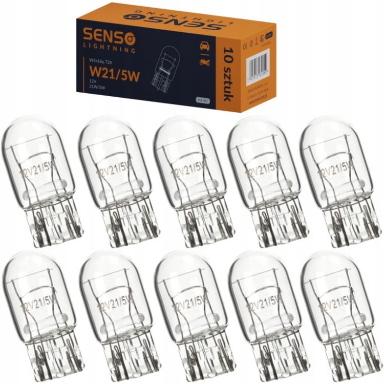 ŻARÓWKA SENSO W21/5W 12V HOMOLOGACJA E4 x10sztuk
