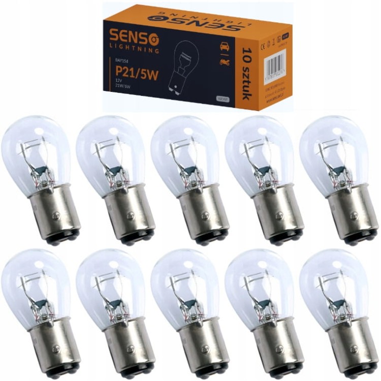 ŻARÓWKA SENSO P21/5W 12V HOMOLOGACJA E4 x10sztuk