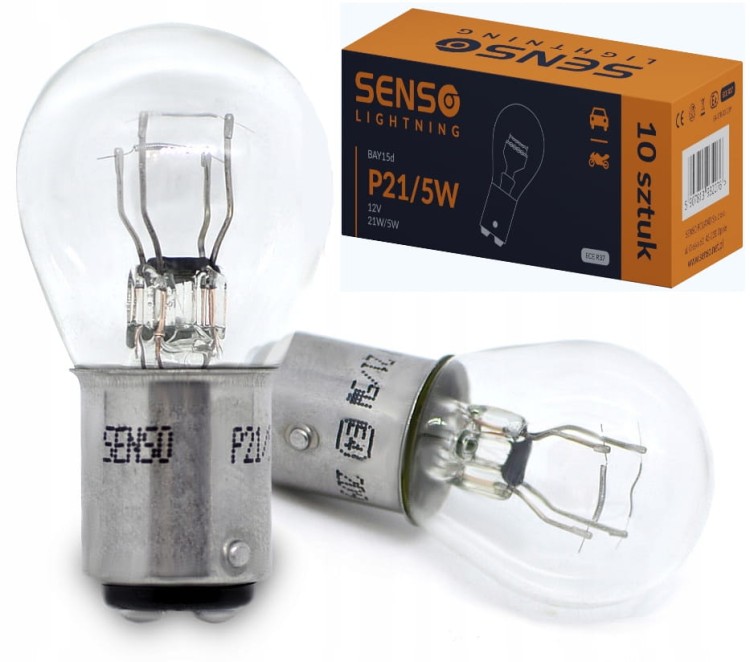 ŻARÓWKA SENSO P21/5W 12V HOMOLOGACJA E4 x10sztuk