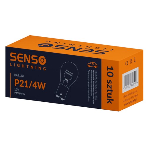 ŻARÓWKA SENSO P21/4W 12V 21/4W BAZ15d x10sztuk
