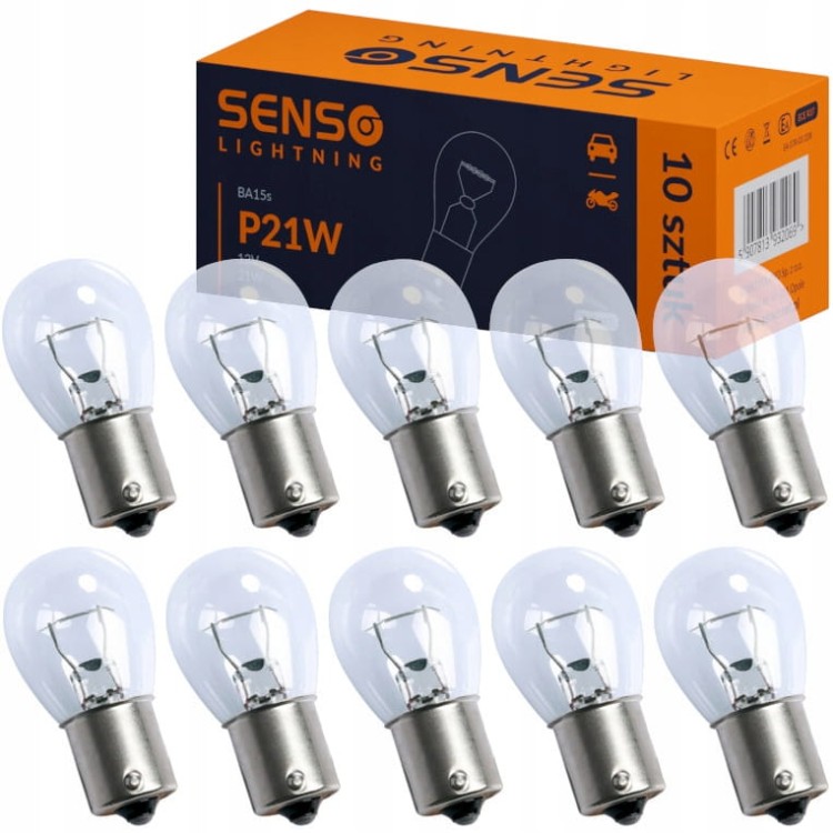 ŻARÓWKA SENSO P21W 12V HOMOLOGACJA E4 x10sztuk
