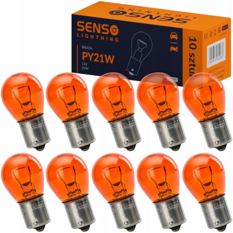 ŻARÓWKA SENSO PY21W 12V POMARAŃCZOWA x10sztuk