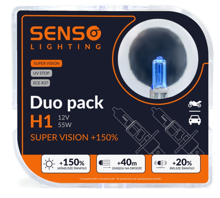 ŻARÓWKI SENSO SUPER VISION 2x H1 DUO +150%