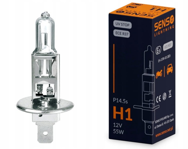 ŻARÓWKA SENSO H1 12V 55W P14.5s HOMOLOGACJA E4