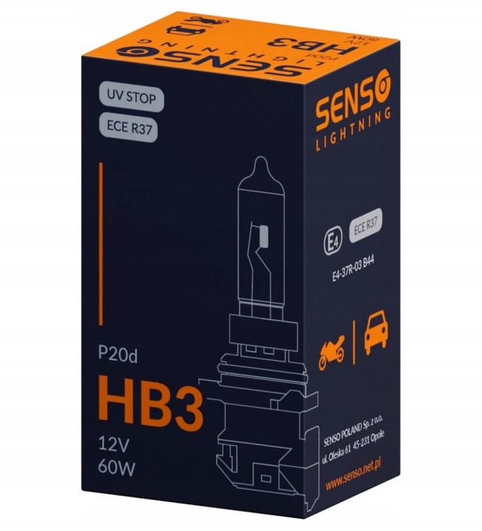 ŻARÓWKA SENSO HB3 12V 60W P20d HOMOLOGACJA E4