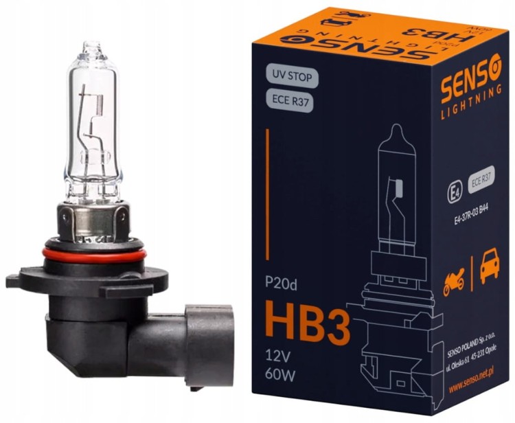 ŻARÓWKA SENSO HB3 12V 60W P20d HOMOLOGACJA E4