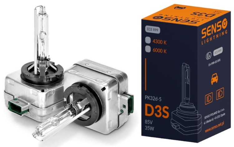 ŻARNIK SENSO D3S 6000K XENON HOMOLOGACJA E4 BASIC ZIMNA BIEL
