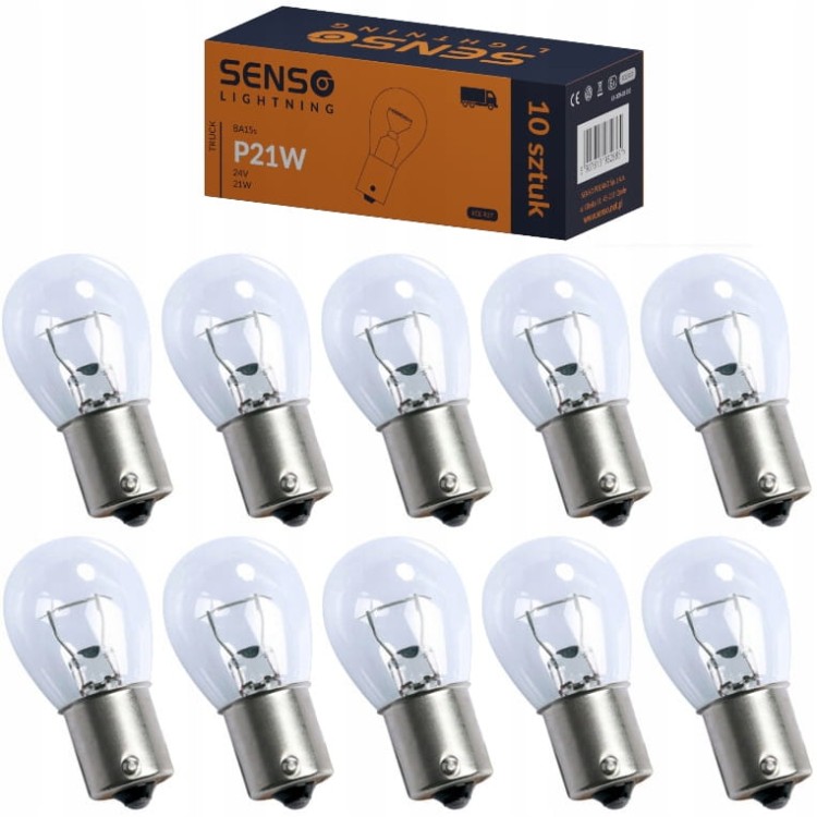 ŻARÓWKI SENSO P21W 24V HOMOLOGACJA E4 x10sztuk