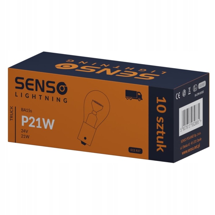 ŻARÓWKI SENSO P21W 24V HOMOLOGACJA E4 x10sztuk