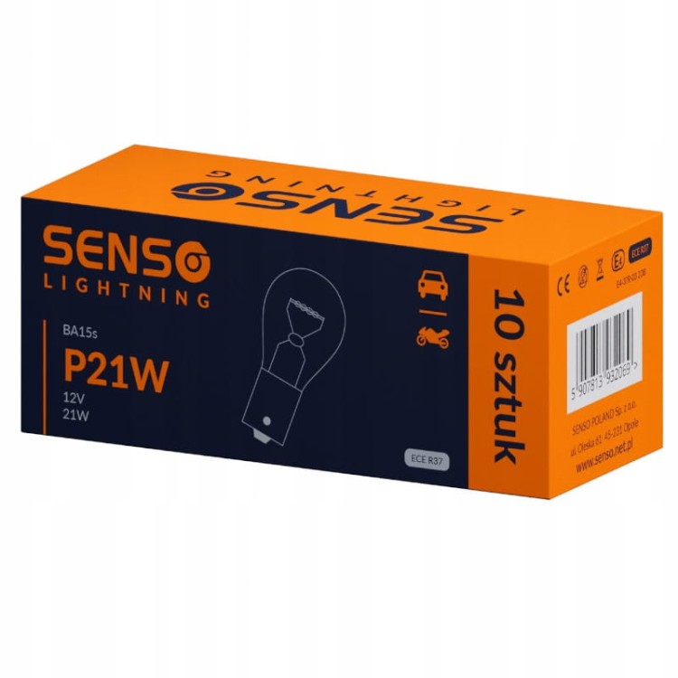 ŻARÓWKA SENSO P21W 12V HOMOLOGACJA E4