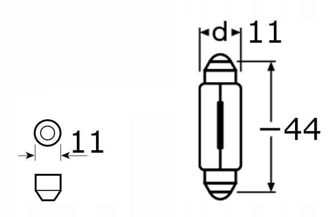 ŻARÓWKA SENSO C10W 12V 10W SV8.5 44mm Rurka