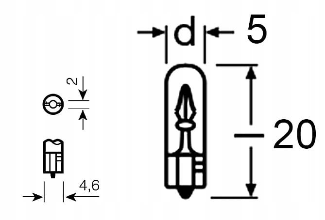 ŻARÓWKA SENSO W1.2W 1,2W T5 12V W2x4.6d ZEGARY