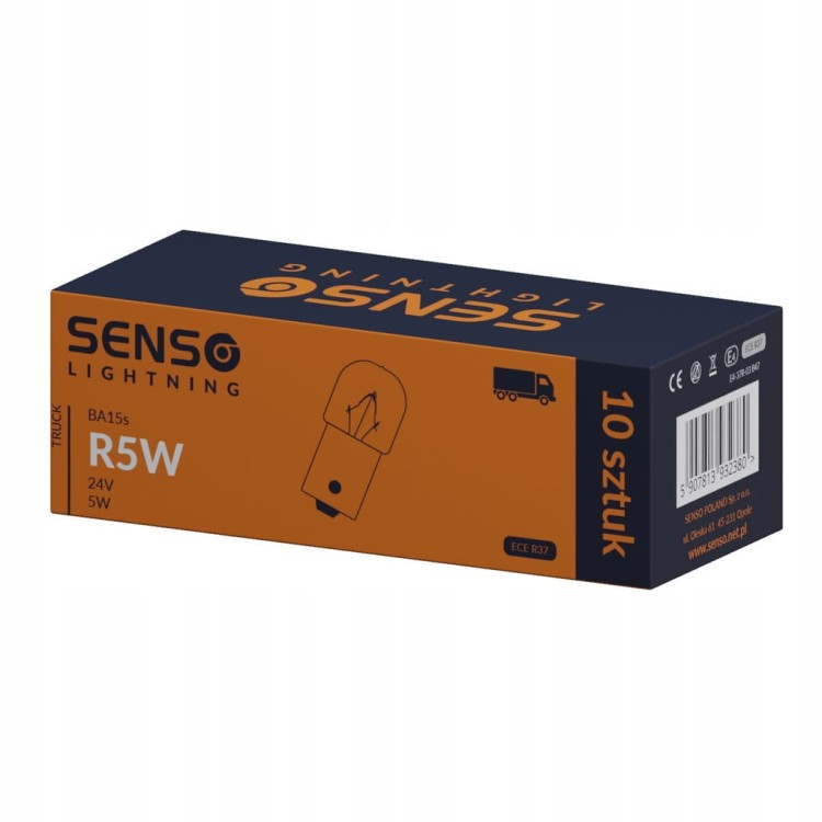 ŻARÓWKA SENSO R5W T16 24V HOMOLOGACJA E4