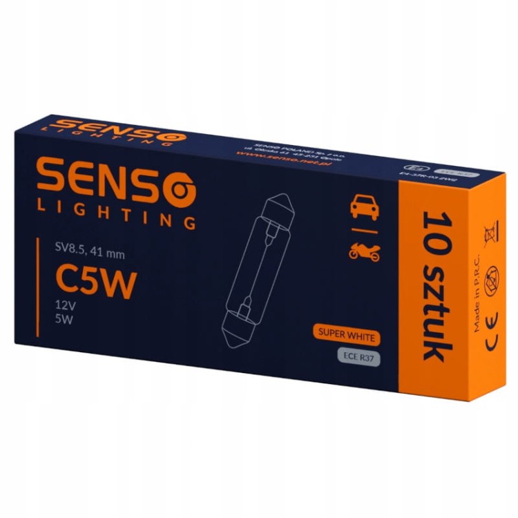 ŻARÓWKA SENSO C5W 12V 41mm SUPER WHITE