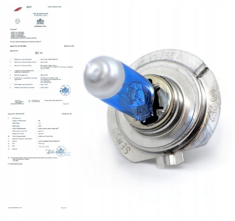 ŻARÓWKA SENSO SUPER WHITE H7 12V 55W E4 BLUE XENON