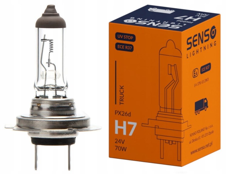 ŻARÓWKA SENSO H7 24V 70W PX26d HOMOLOGACJA E4