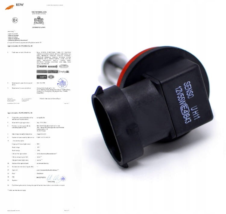 ŻARÓWKA SENSO H11 12V 55W PGJ19-2 HOMOLOGACJA E4