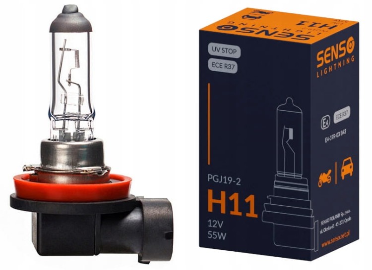 ŻARÓWKA SENSO H11 12V 55W PGJ19-2 HOMOLOGACJA E4