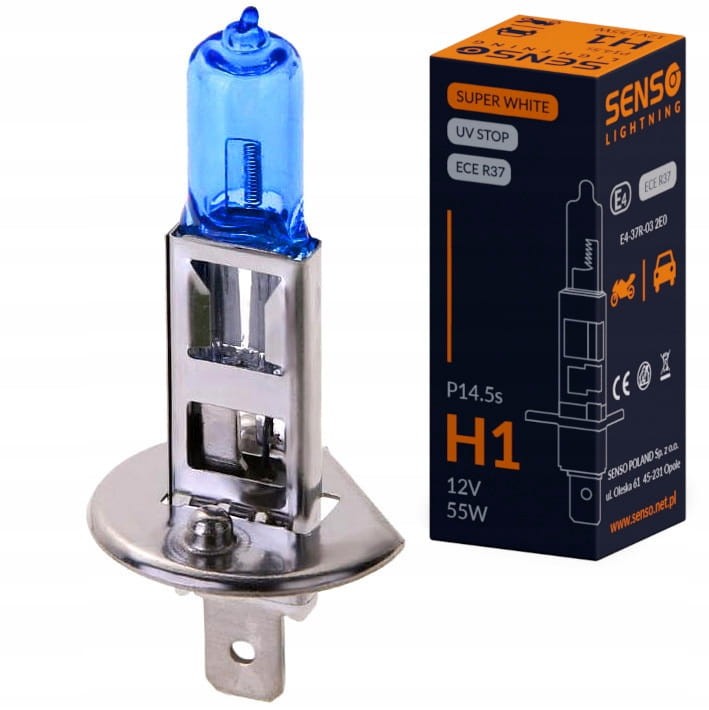 ŻARÓWKA SENSO SUPER WHITE H1 12V 55W E4 BLUE XENON