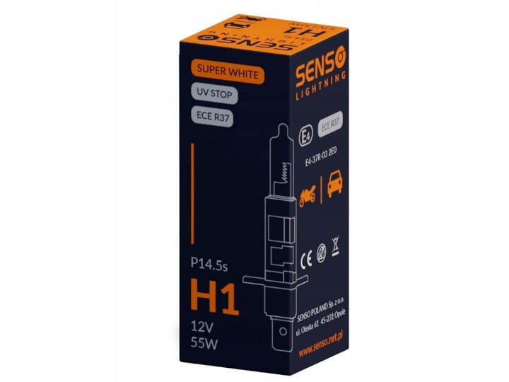 ŻARÓWKA SENSO SUPER WHITE H1 12V 55W E4 BLUE XENON