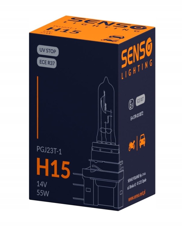 ŻARÓWKA SENSO H15 12V 15/55W PGJ23t-1 HOMOLOGACJA E4