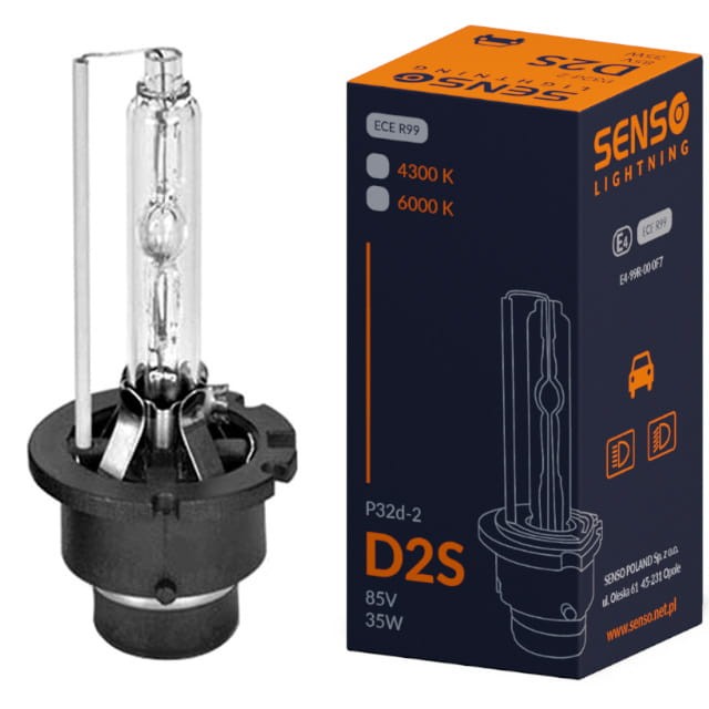 ŻARNIK SENSO D2S 6000K XENON HOMOLOGACJA E4 PREMIUM ZIMNA BIEL