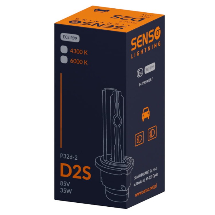 ŻARNIK SENSO D2S 6000K XENON HOMOLOGACJA E4 PREMIUM ZIMNA BIEL